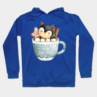 Cute Christmas Penguin in a Teacup Hoodie